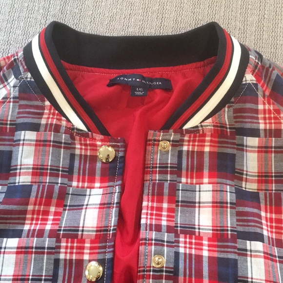 Vintage Tommy Hilfiger Patchwork Bomber Jacket L - Picture 3 of 16